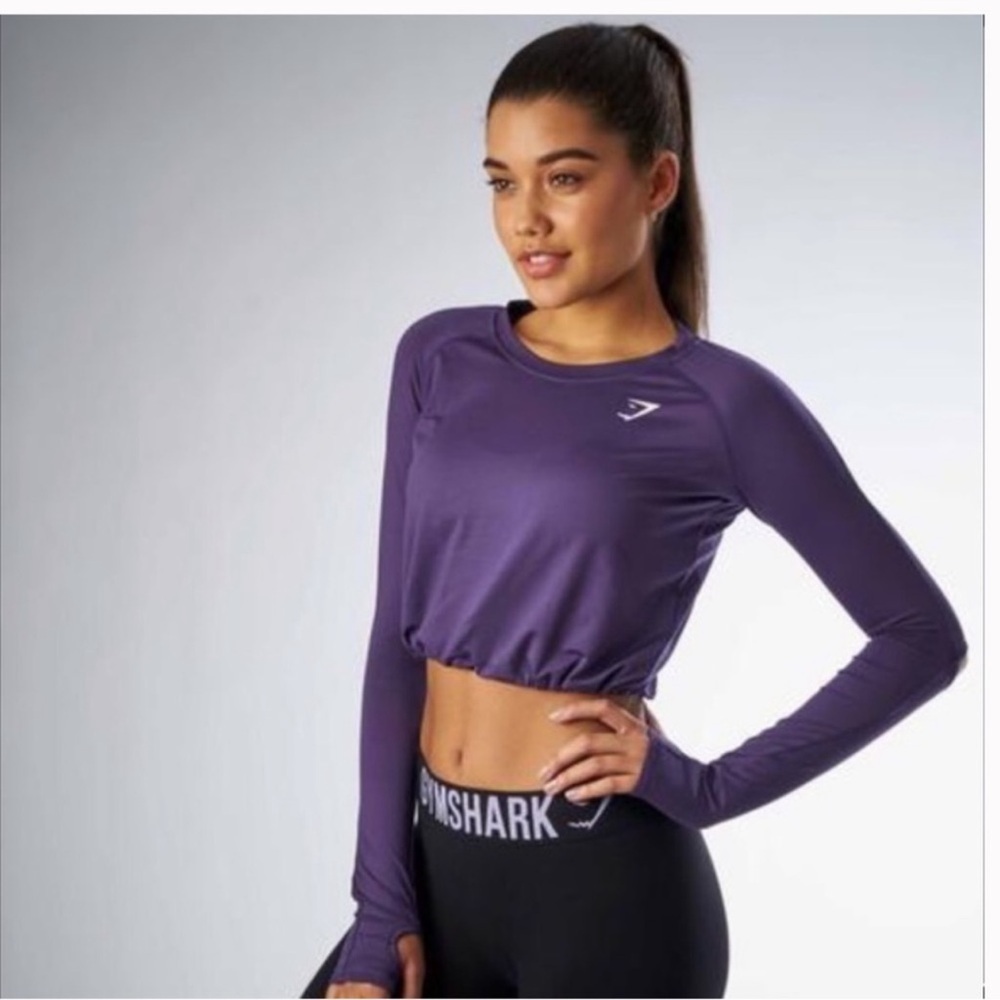 Gymshark Drawstring Cords Crop Top like new sz M - Picture 2 of 6